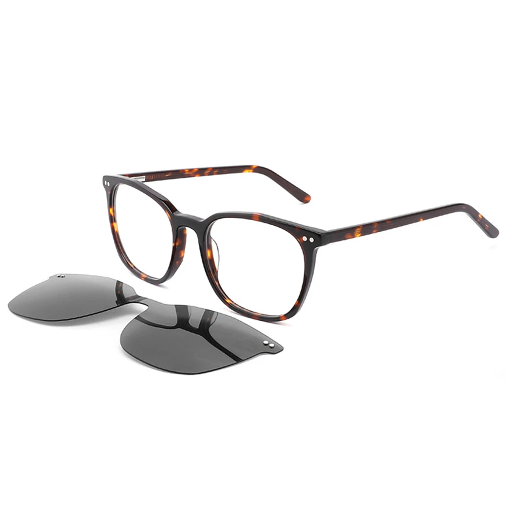 

Поляризованные очки с клипсой, круглые оптические очки ручной работы в стиле ретро, фотохромные очки для чтения при близорукости, линзы по рецепту
