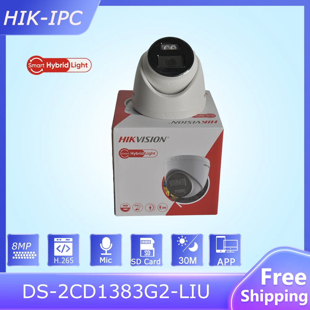 

HIK 8-мегапиксельная IP-камера, умная, гибридная, встроенный микрофон, слот для SD-карты, сетевая камера видеонаблюдения