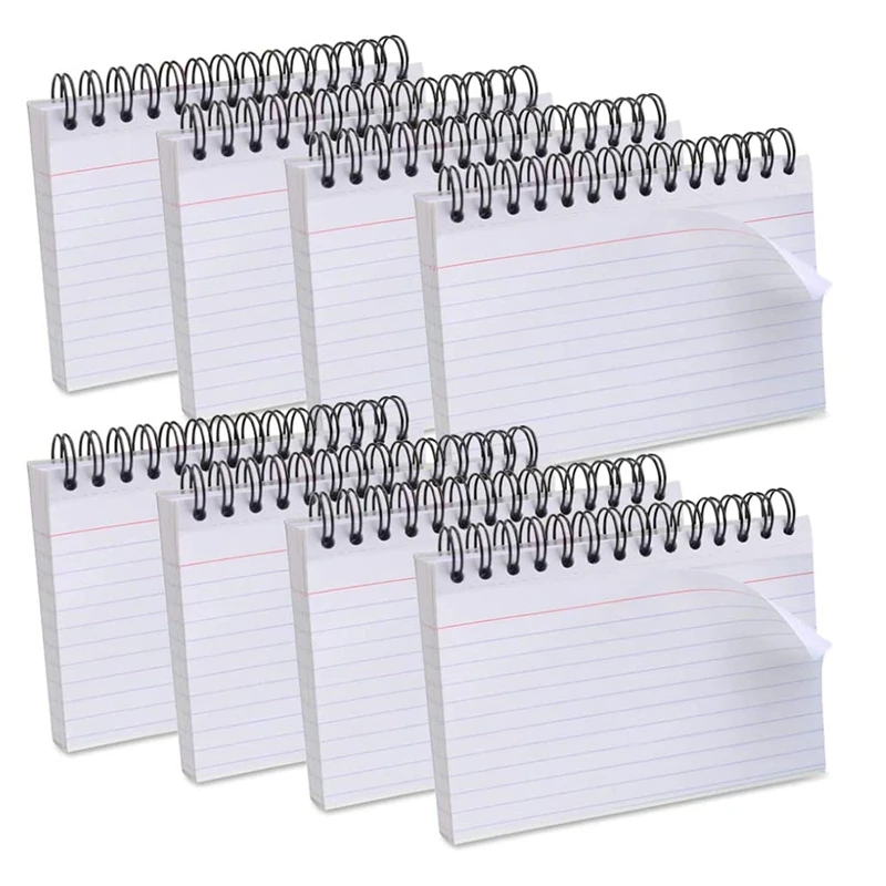 

8 Pack 3.3 x 4.9 Inch White Learning Card Note CardsWhite Paper Ring Index Cards Bulk Index Cards for Home School Office