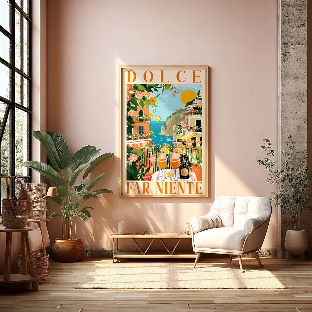 

La Dolce Vita Amalfi Coast Италия Плакаты Холст Картина Печать Комната Домашняя Кухня Бар Кафе Комната Стена Домашний Декор