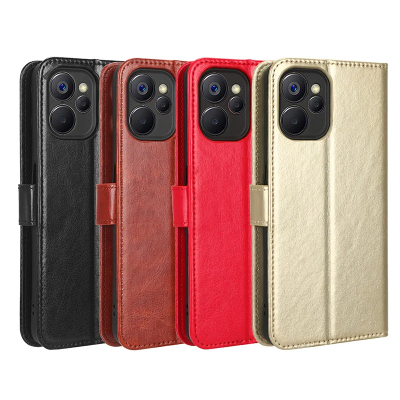 

For OPPO Realme 9i 5G RMX3612 Wallet Flip Style Glossy Skin PU Leather Phone Cover For Realme 9i 4G RMX3491 Case