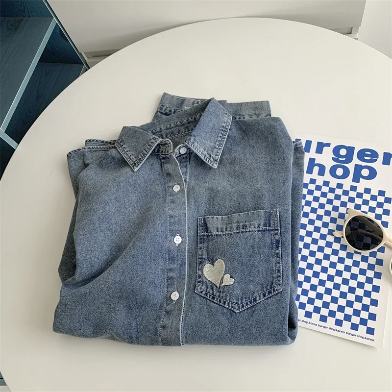 Женская джинсовая куртка средней длины винтажная хлопковая с многослойной