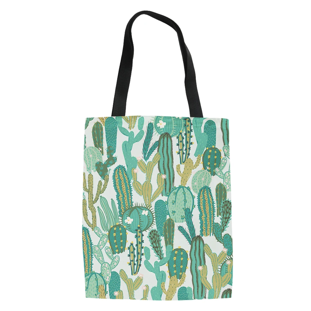 Large Cactus Print Capacity Handle Bag Adult Student Outdoor Shopping Bag Lightweight Daily Decoration Draagtas