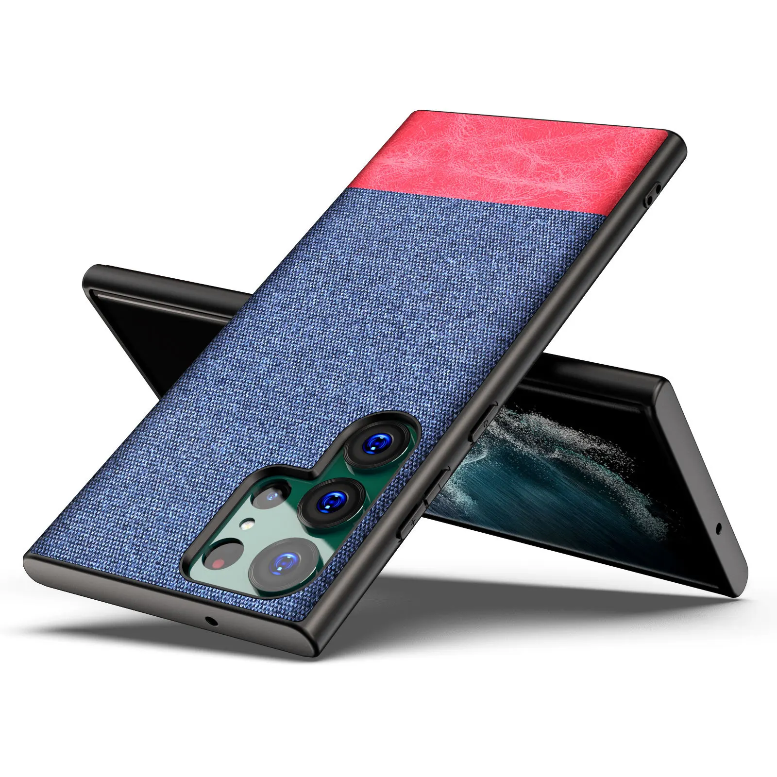 

Luxury Canvas Color Blocking Phone Case for Samsung Galaxy S23 S23Ultra S22 S22+ S21 Case Coque 2 Colors Back Cover Case