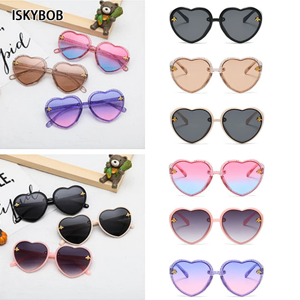 Новинка 2022 модные детские солнцезащитные очки в форме сердца стиле ретро с