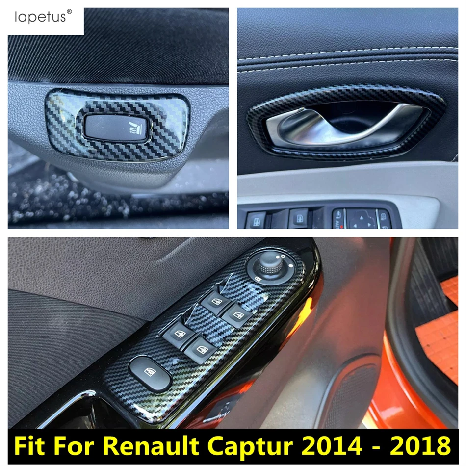

Window Lift Steering Wheel Handle Bowl Seat Heating Button Cover Trim For Renault Captur 2014 - 2018 Carbon Fiber Accessories