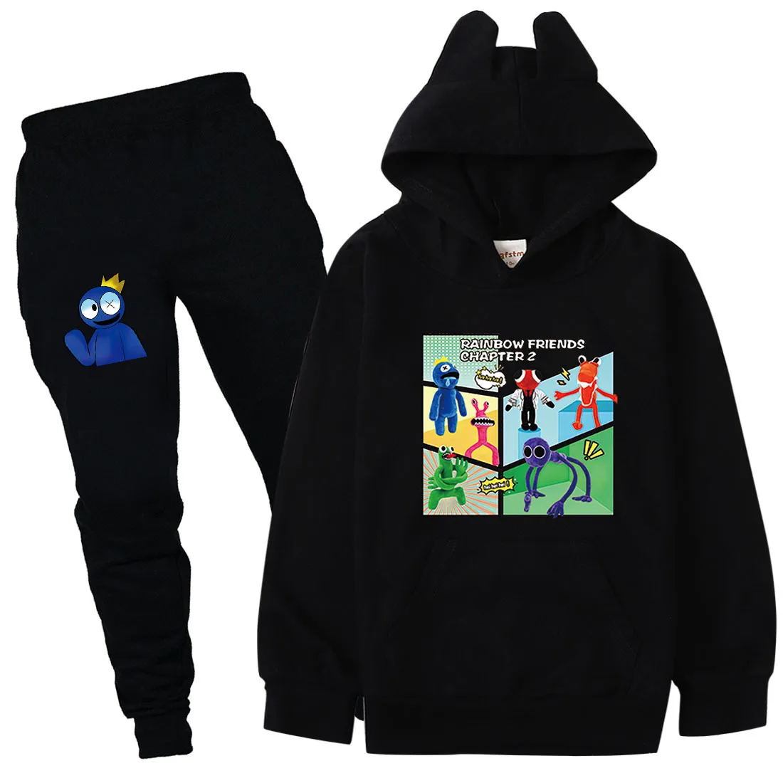 Hot Sale Rainbow Friends Clothes Children Hoodie Sets Autumn Jogger Sweatshirts Suits Casual Long Pants 2 Pcs Girls Boys Kids