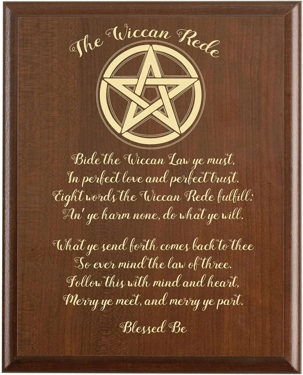 SGNCHT The Wccn Rede Plque Engrved Wtch n't Hrm No 4 Desgns Pentgrm Pentcle Trquertr Trple Goddess Greenmn Look Reproduct