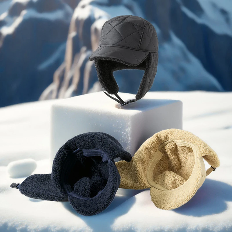Зимняя плюшевая шапка с ушками для мужчин и женщин ветрозащитные теплые уличные