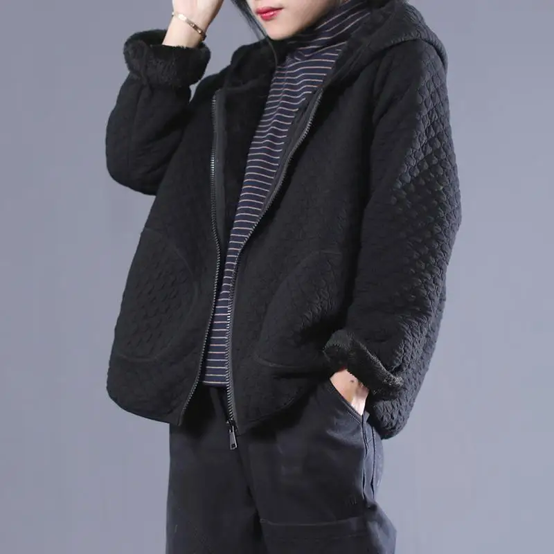 New Winter Coat for Women Fur Lined Coat Oversize Jackets Coats Hooded Cotton Padded Jacket Korean Fashion Harajuku Loose