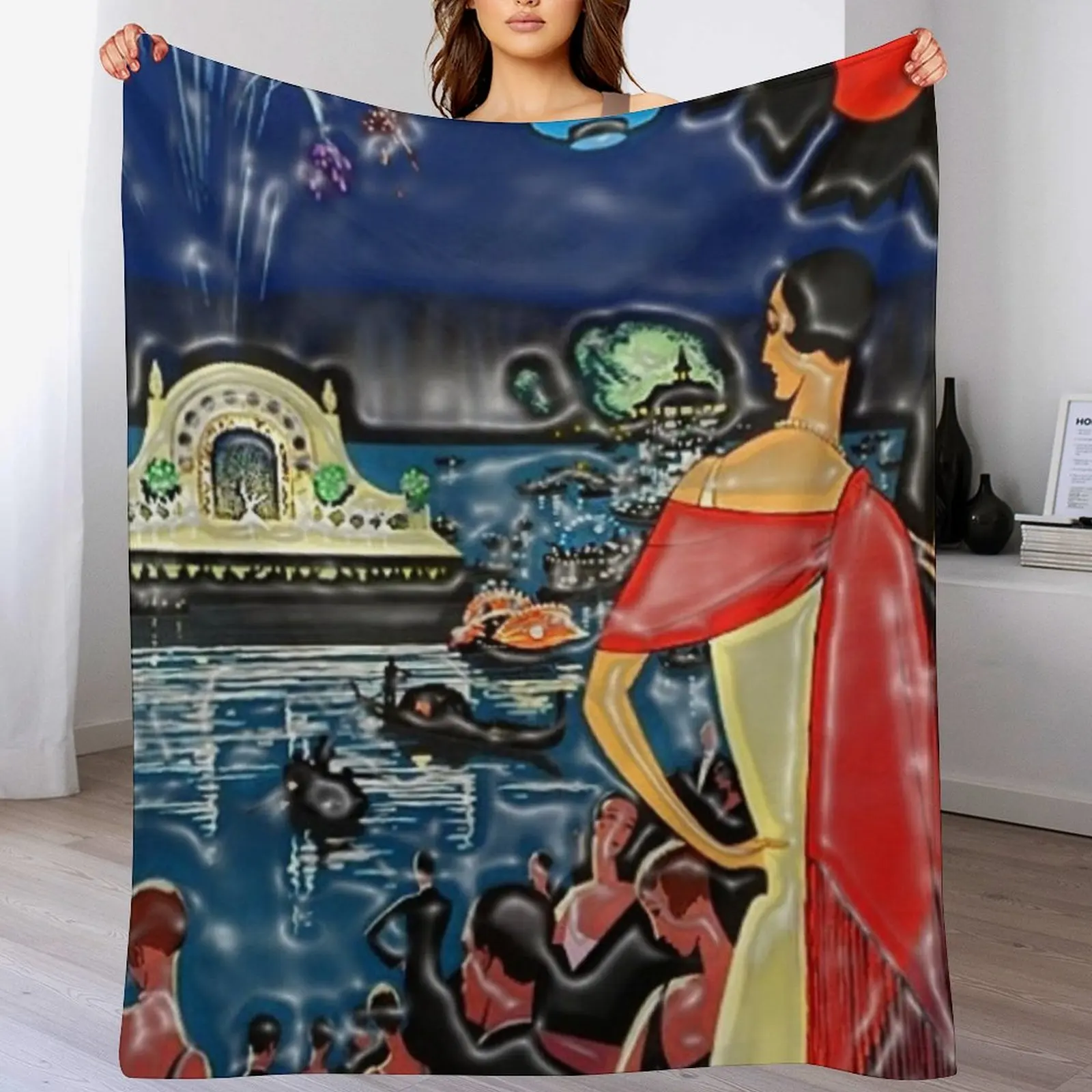 Винтажный литограф Vichy French Comite Des Fetes 1926 года рекламный настенный художественный