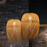 japanese bamboo pendant lights led handmade bamboo hanging lamp for home bedroom dining room lighting loft suspension fixtures