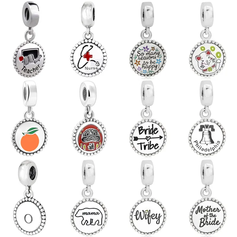Подвесные бусины в виде медведя из Филадельфии Wifey, мама реальной модели, серебряные подвески подходят для браслетов Pandora, ювелирные изделия для рукоделия