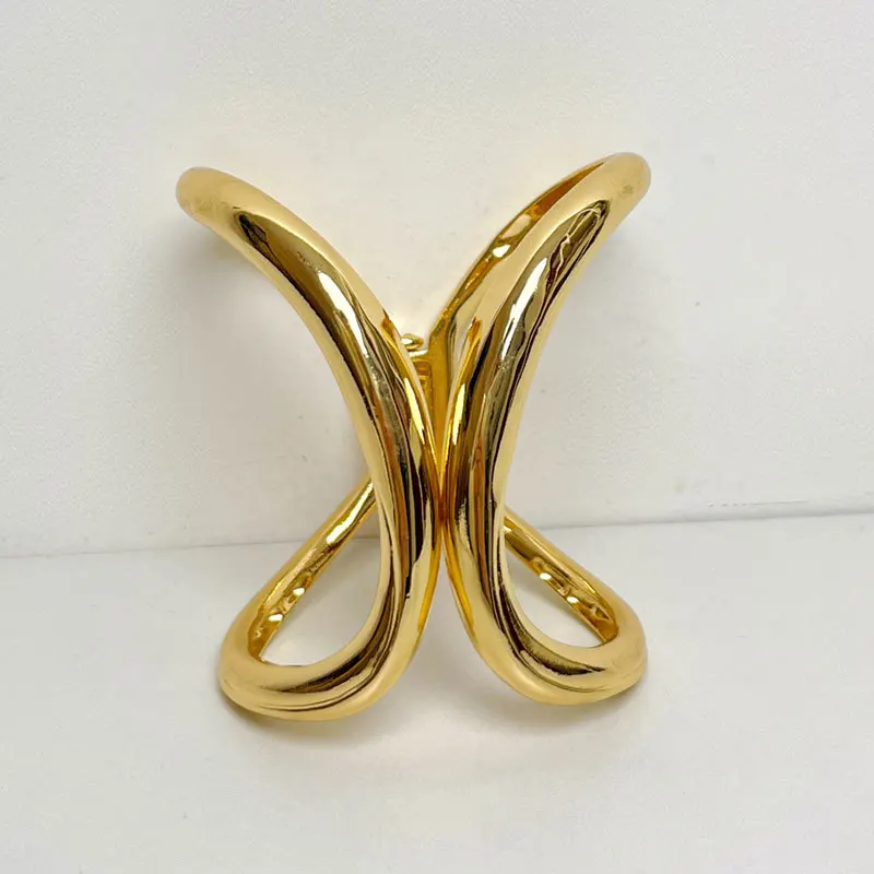 Крупные металлические двойные C-образные широкие браслеты ZAA