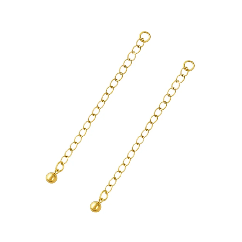 2pcs 14K Gold Filled Extension Chain Extender w/ 4mm Bead for Jewelry Making