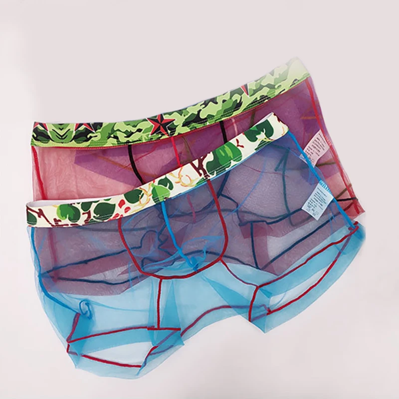 

Мужские трусы-боксеры AIIOU, черные бесшовные трусы из сетчатой ткани, с U-образным мешочком, эластичное нижнее белье для мужчин, гей-трусы для ...