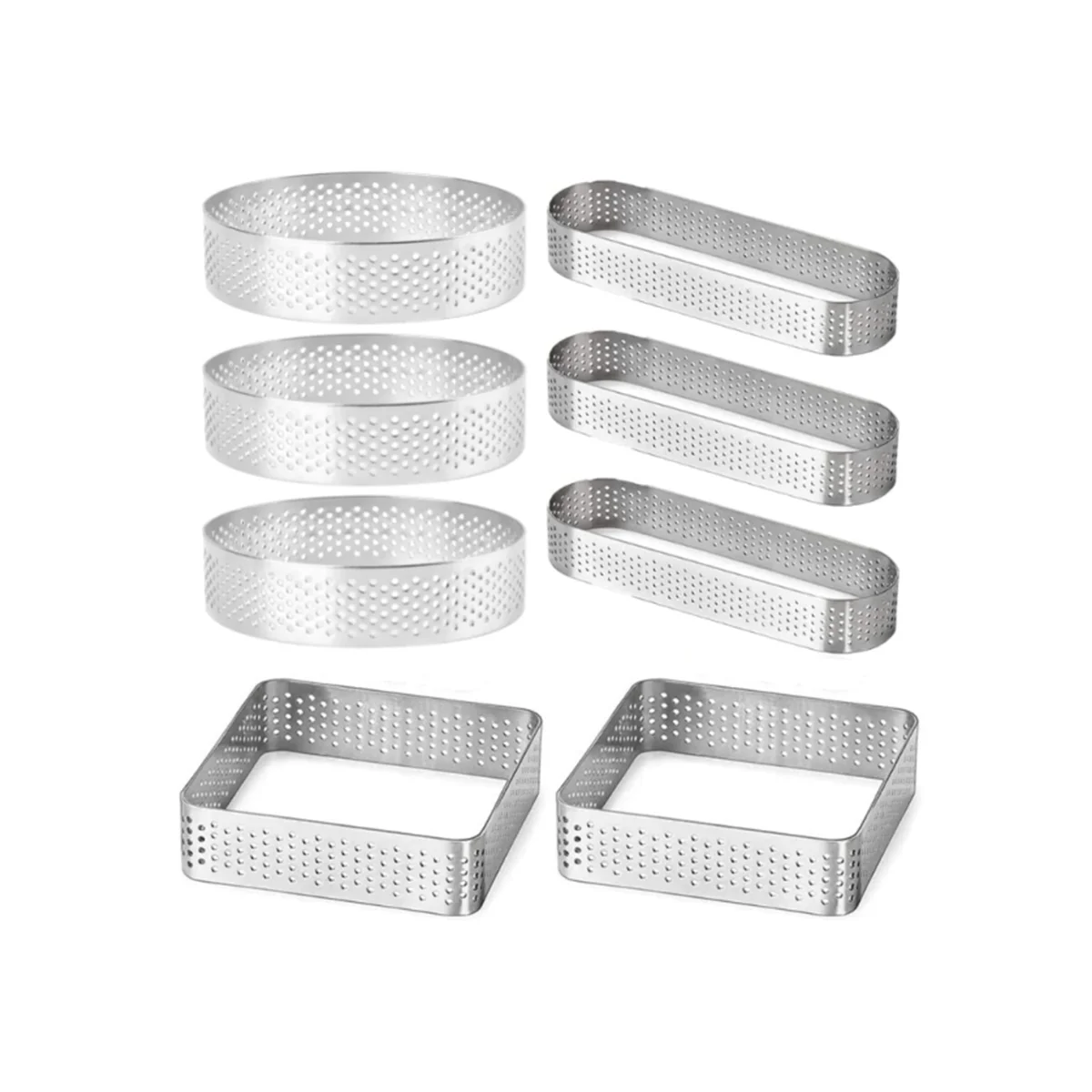 

8cm Stainless Steel Tart Ring, Heat-Resistant Perforated Cake Mousse Ring, Round Ring Baking Doughnut Tools