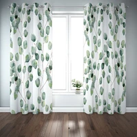 hd environmental protection digital printing green plant flowers simple style curtain blackout curtain