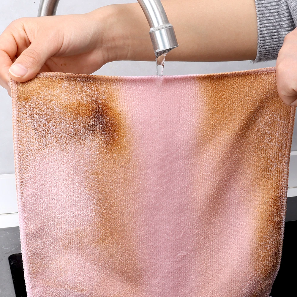 6/1 szt. Drut stalowy ściereczka do mycia naczyń dwustronna zagęszczona z mikrofibry silne narzędzie usuwania rdzy 27*27cm