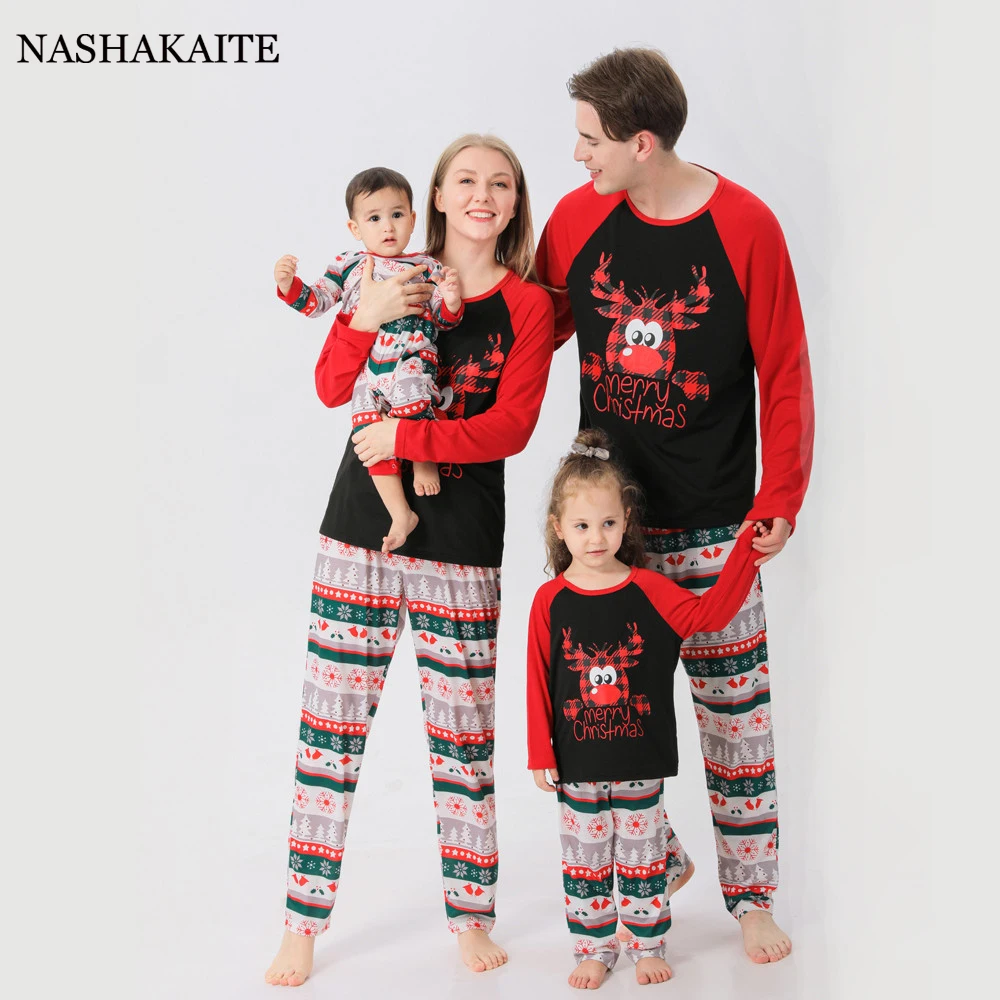 Crab Print Christmas Matching Family Outfits Long Sleeve Pajamas mommy and me Mother and Daughter Father Son Matching Clothes