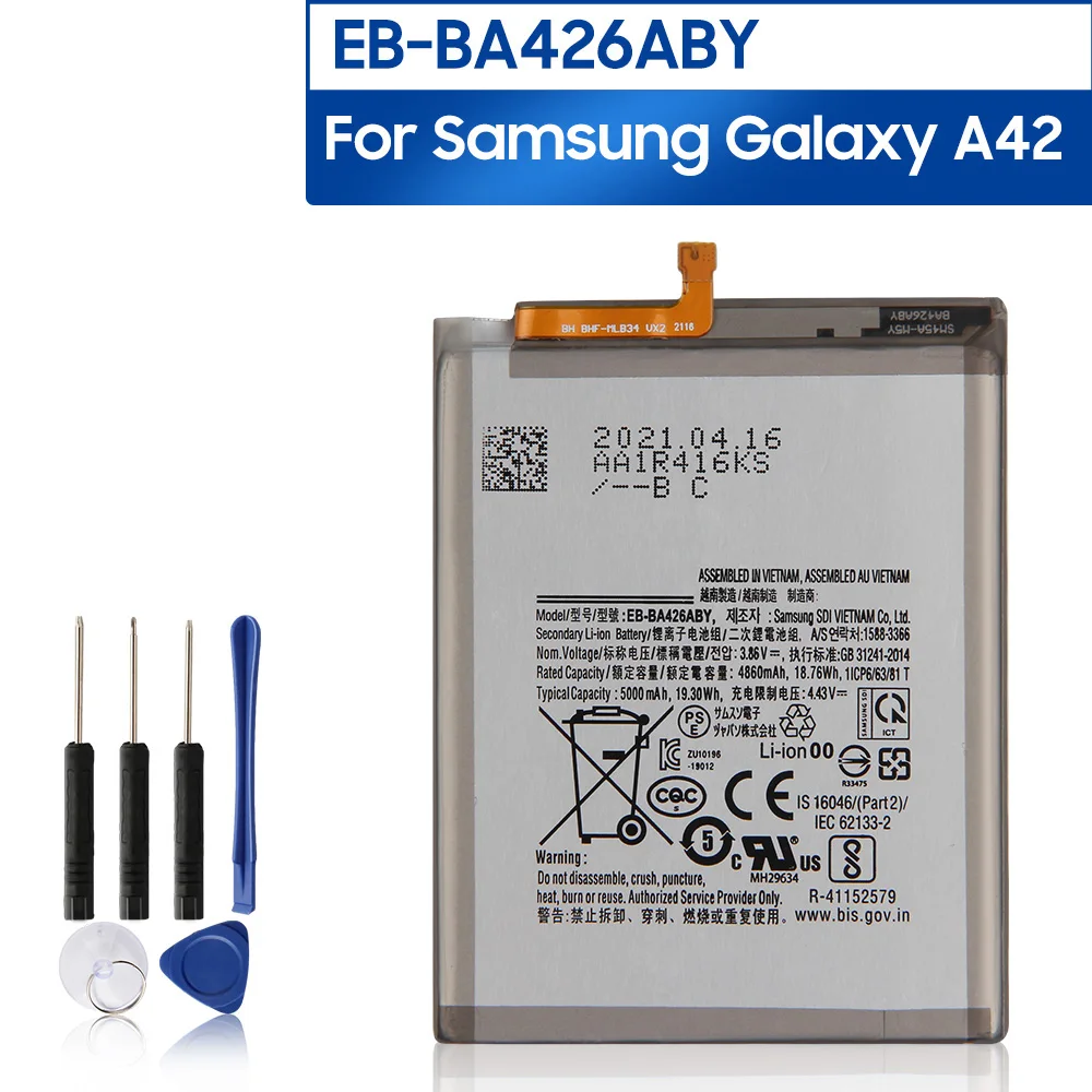 

Оригинальная запасная батарея для телефона Samsung Galaxy A42, аккумуляторная батарея 5000 мАч с бесплатными инструментами