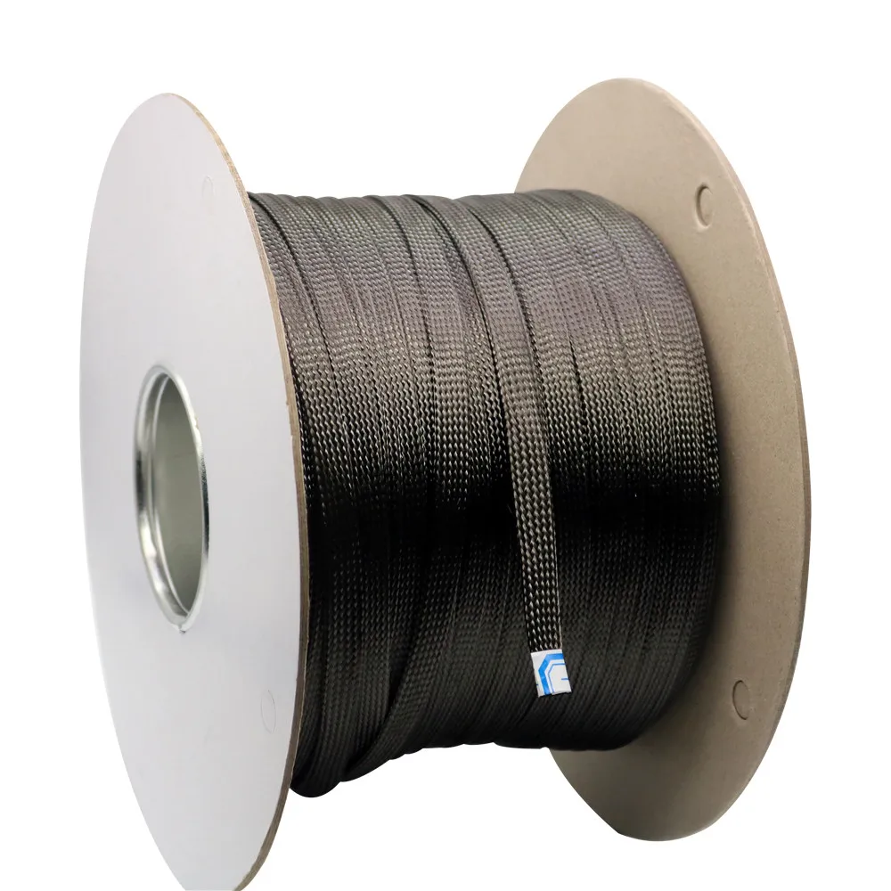 

2M 3k Carbon Fiber Cable Sleeve Braid 2MM-30MM Hollow Conductive Tape Wire Shielding Sleeve High Temperature Resistant