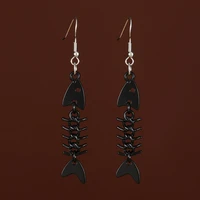 black chain smart fishbone earrings womens girls personality pendant earrings creative jewelry gifts korean earrings 2020