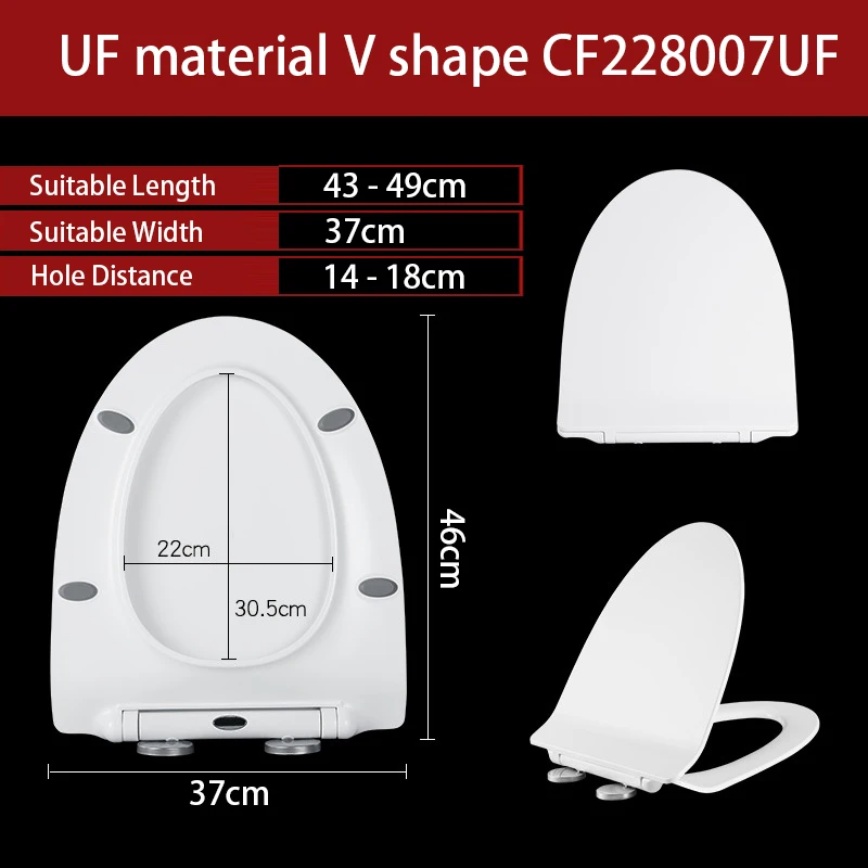 

Toilet LId Seat Cover V Shape Urea Formaldehyde Vitreous China Slow Close Thicken High Hardness Quick Install Removal CF228007UF