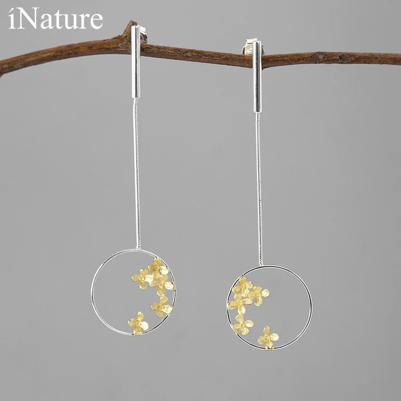 

Женские Висячие серьги INATURE, из стерлингового серебра 925 пробы с фиолетовыми цветами вечерние вечерняя бижутерия в подарок