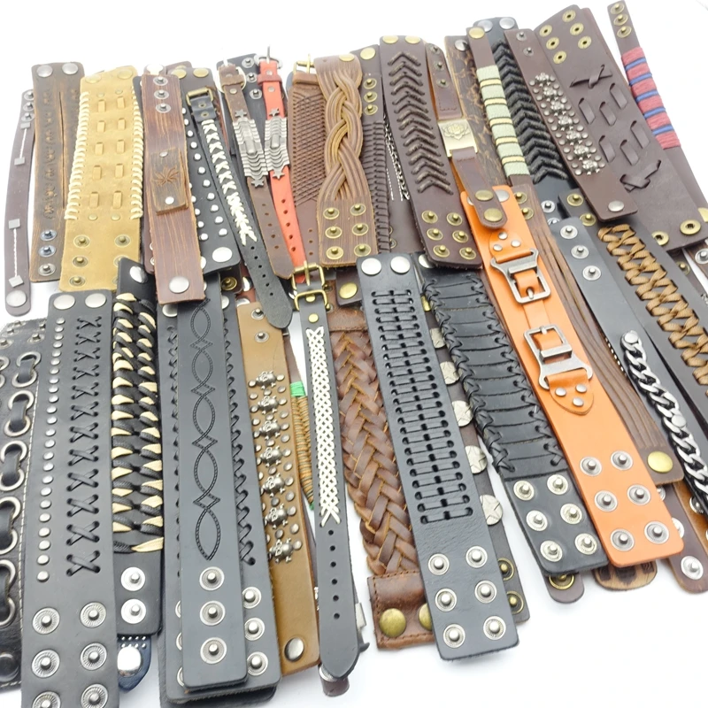 Мужские и женские браслеты из натуральной кожи 30 шт. |