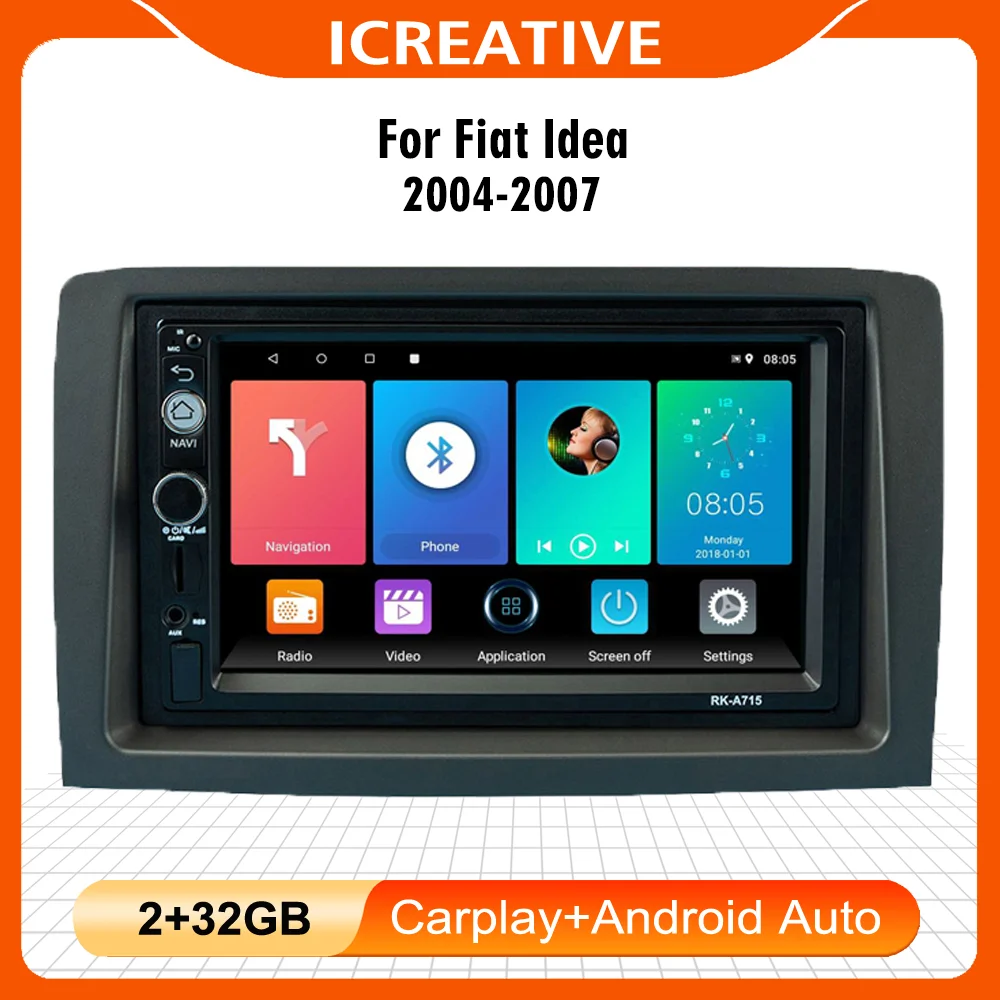 

7 дюймов 2 Din Carplay для Fiat IDEA 2004-2007 автомобильный Радио мультимедийный плеер головное устройство с рамкой Android Авто Стерео Авторадио