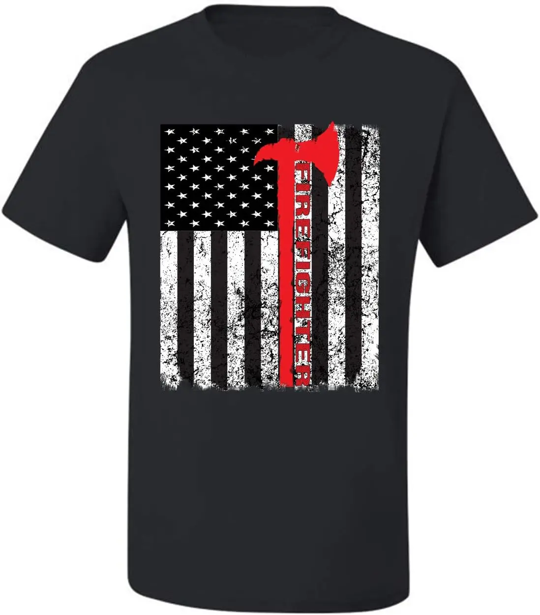 „American Strażacy” z czerwonym topórem i flagą Americana/American Pride” Męska koszulka graficzna