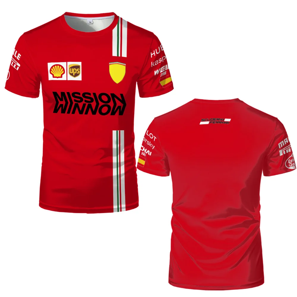 F1 Ferrari T-Shirts Formula One Racing Car 3D Print Streetwear Men Summer Fashion Oversized O-Neck T Shirt Kids Tees Tops Jersey
