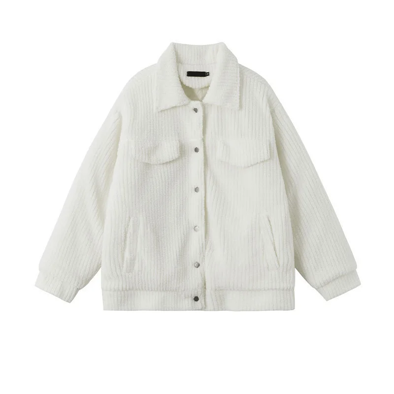 Rainbowtouches Winter Fleece Faux Fur Parkas Fashion Warm Women Lambswool Coat High Street Couple Streetwear Fleece Jacket Men