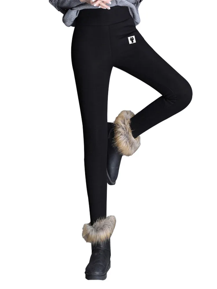 

LJCUIYAO теплые леггинсы женские зимние теплые бархатные кашемировые плотные брюки модная повседневная шерстяная флисовая одежда брюки пуш-ап