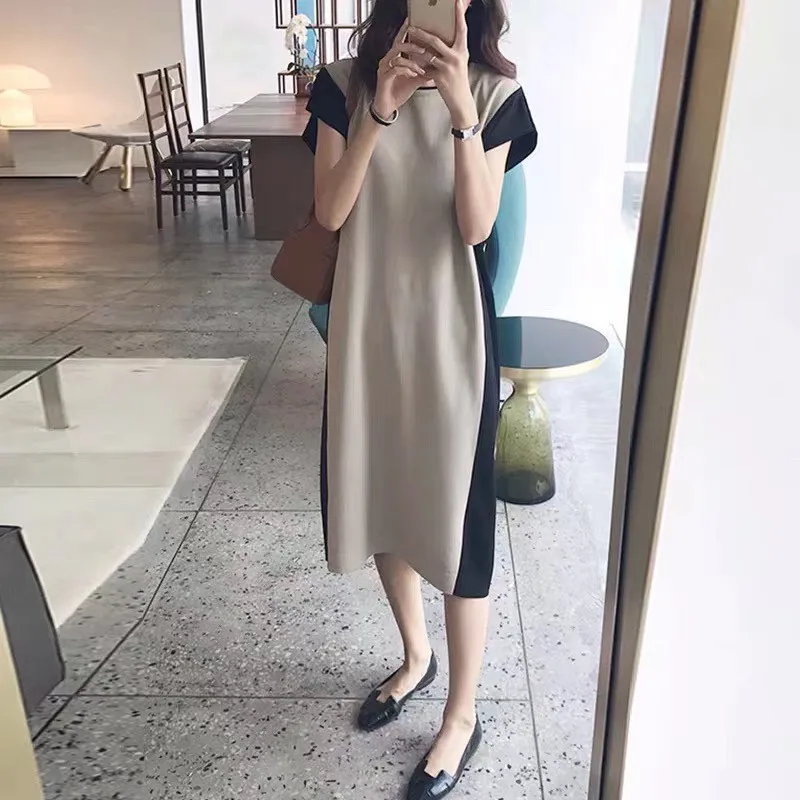 

Summer wear han edition super easy temperament fire spell color socialite in long knitting dress large version