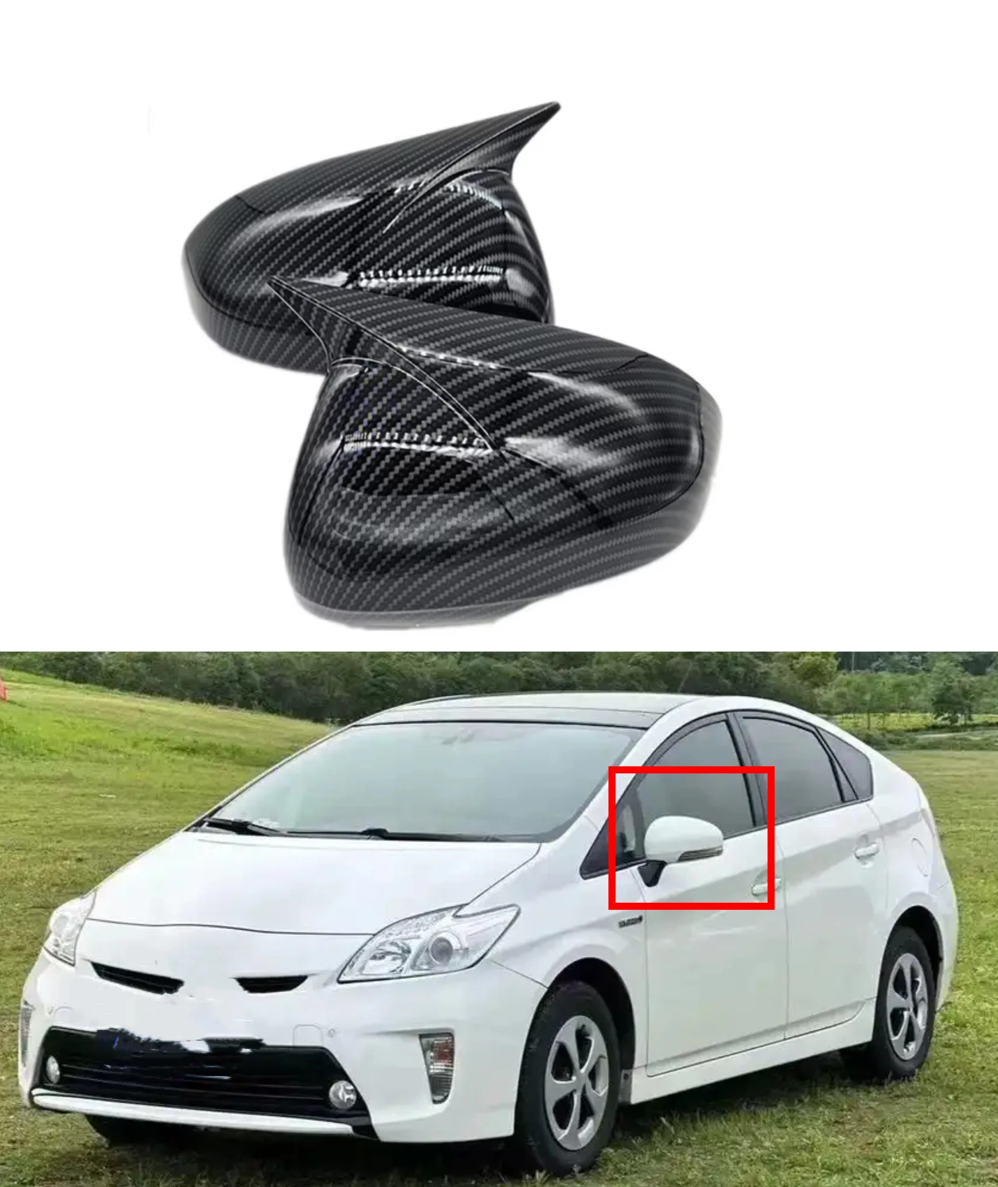

Крышка бокового зеркала заднего вида для Toyota Prius 2012 2013 2014, крышка из углеродного волокна, наружная дверь автомобиля, накладка на корпус заднего вида
