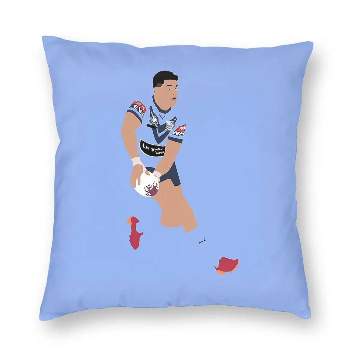 Фото Наволочка Latrell Mitchell Rugby Square из полиэстера, льна и бархата с узором, на молнии, декоративная, для дома, 18 дюймов №5