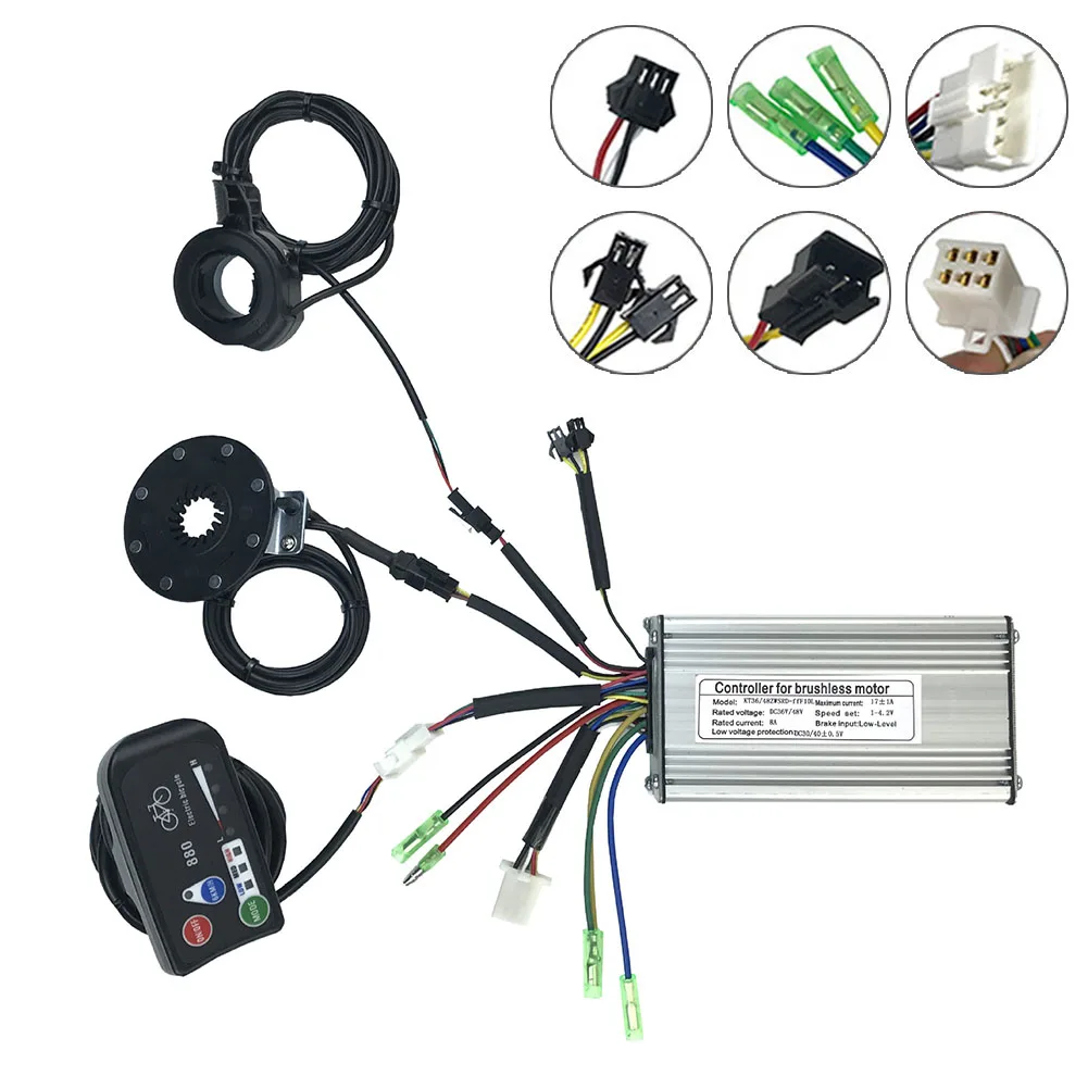 

E-Bike KT 36V/48V 350W 17A Controller+LED880 Display+8 Sensor+Thumb Throttle Universal For KT Series Electric Bicycles