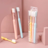 3 pieces candy color soft bristle toothbrush adult couple household protective cover superfine super soft small head toothbrush