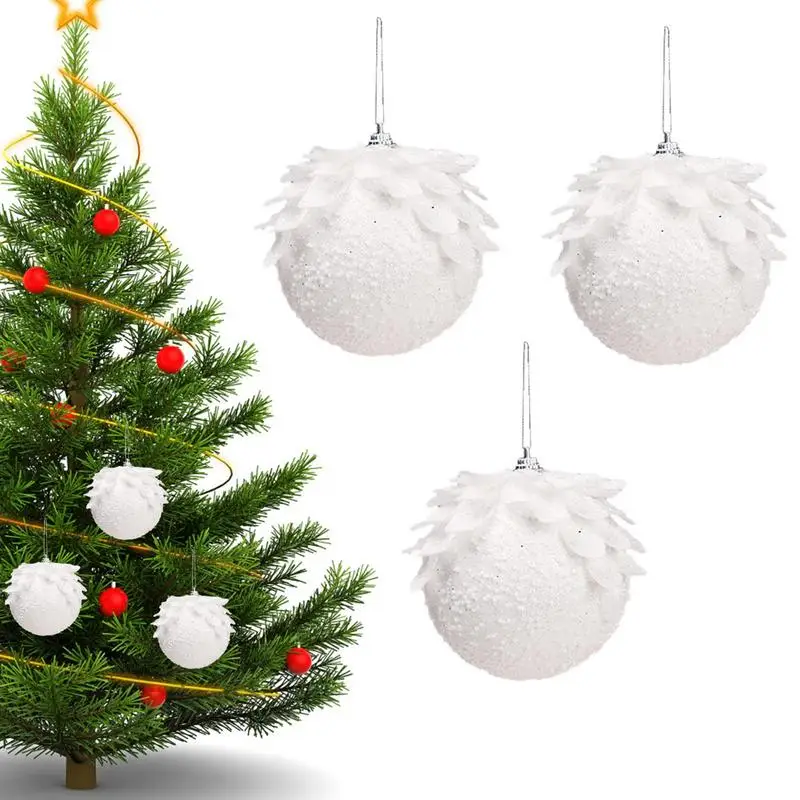 

Рождественские шары, украшения для рождественской елки, шары из пенопласта с белыми лепестками, подвесные Подвески, декор для вечерние, под...