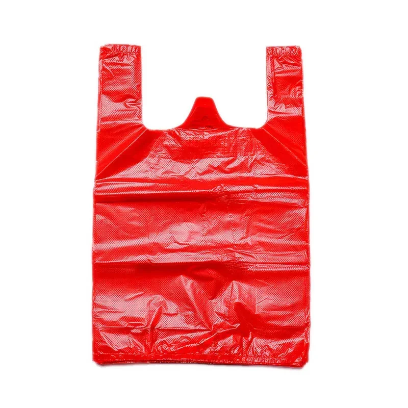 

Красные пластиковые пакеты с ручкой