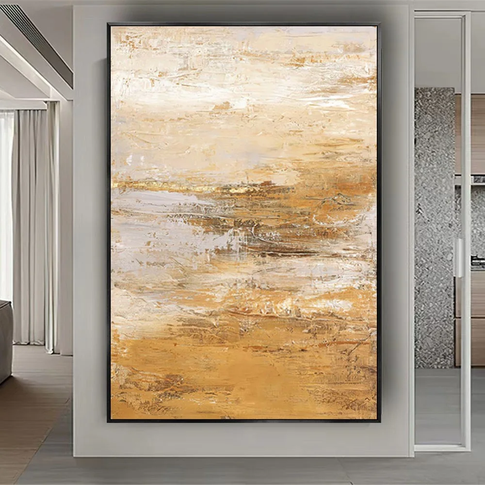 

100% Hand-Painted Orange Black Sandstorm Design Canvas Picture Wall Art Modern Abstract Oil Painting Decor Living Room Home Gift