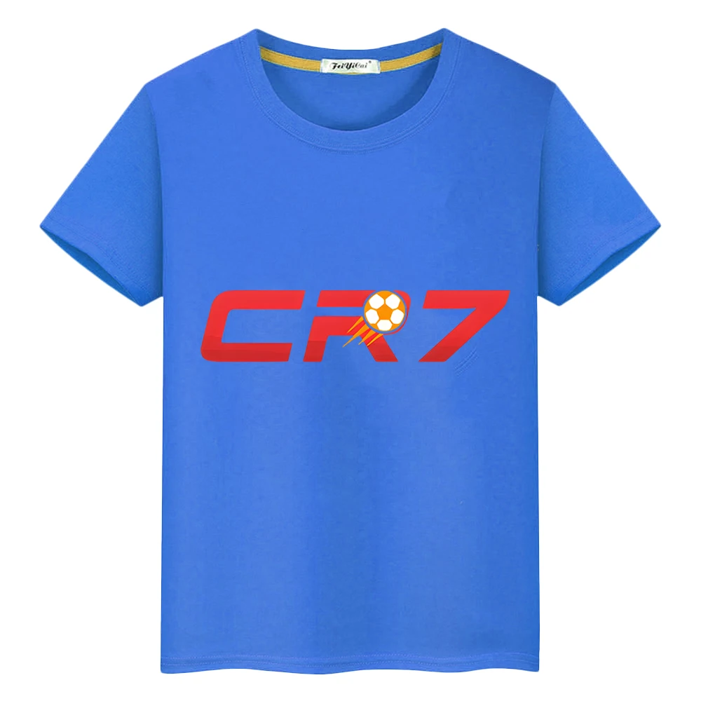 

Футболка с принтом футбольного фаната CR7, хлопковая рубашка с рисунком гордости, милая короткая футболка для мальчиков, повседневные топы y2k, цельная детская одежда для девочек, 100%
