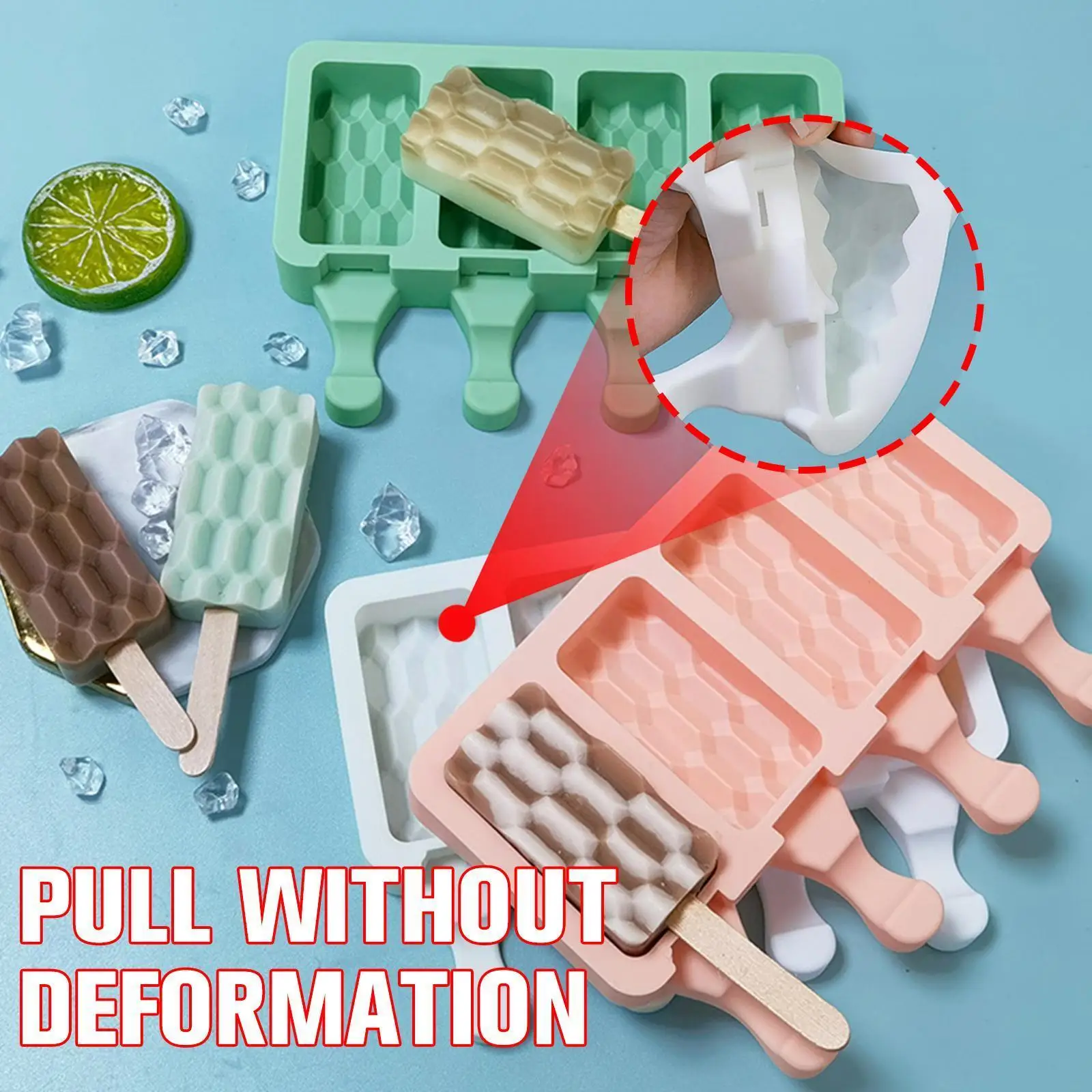 

Silicone Ice Cream Mold DIY Popsicle Molds Summer Ice Silicone -40 to Silicone Grade Material Tray +230 Ice Food ℃ Molds Fo S8W5