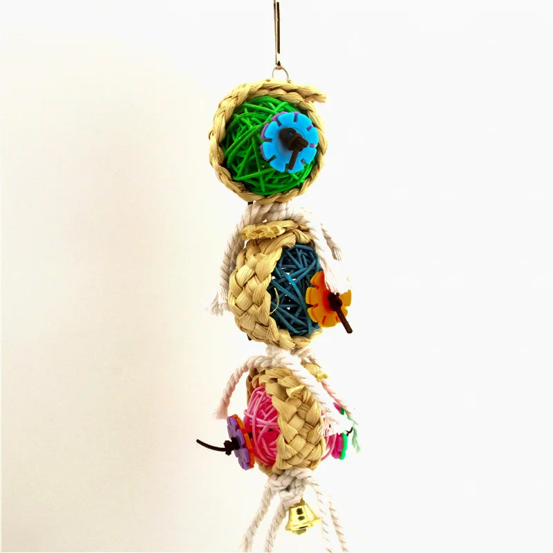 

1 Pcs Pet Bird Bites Parrot Climb Chew Toys Hanging Cockatiel Parakeet Swing Cage Bird Chew Toys with Bell Pet Bird Toys Gifts