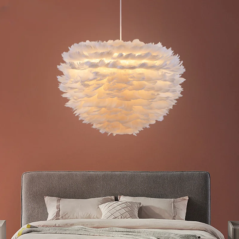 

New Modern Pendant Lights Romantic Feather Dreamy Chandelier For Bedroom Living Dining Room Parlor Hanging Lamps Deco Luminaires