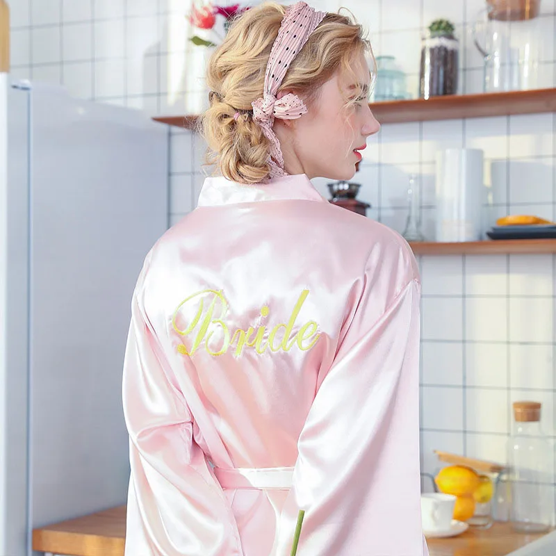 Women Satin Silk Sleep Dress Long Sleeve Lace Mini Dress Robe Pajamas