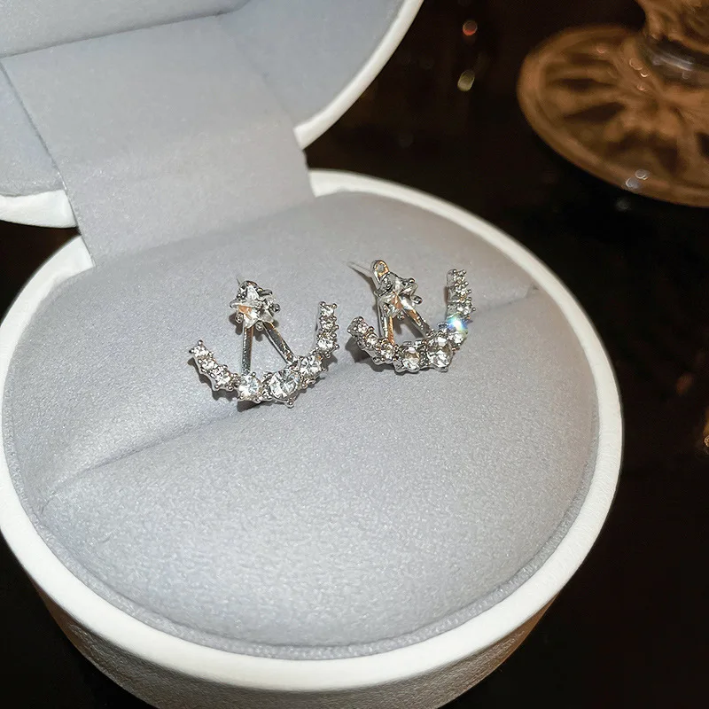 Серебристые серьги с бриллиантами модные креативные наушники бесплатная