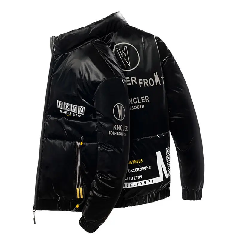 Down padded jacket men's short jacket 2022 new trend handsome men's bright stand collar thickened winter jacket men